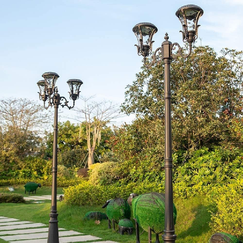Lampione Da Esterno, Lampada Da Esterno Pressofusa, 3 Led, Lampada Solare In Alluminio, Palo Alto 2,93 M, Lanterna Stradale, Lampada A Colonna A Energia Solare Impermeabile, Illuminazione Tecnica Per