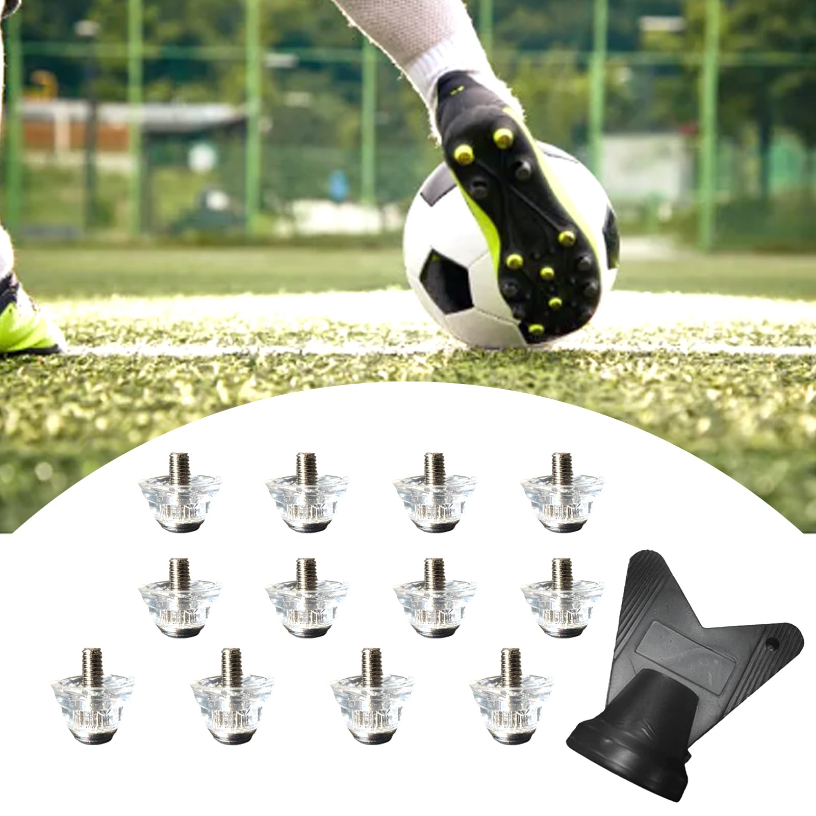 Pcmursal 12Pcs Football Cleats Screw on Studs, Football Cleats Metal Studs for Firm Surfaces Outdoor Athletic Training, The Diameter of The Spikes is 5mm