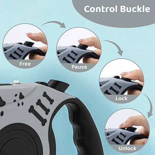 Miniatura 4 de Correa retráctil para perro de 16 pies con linterna LED para caminar por la noche, correa manos libres recargable por USB para perros pequeños y