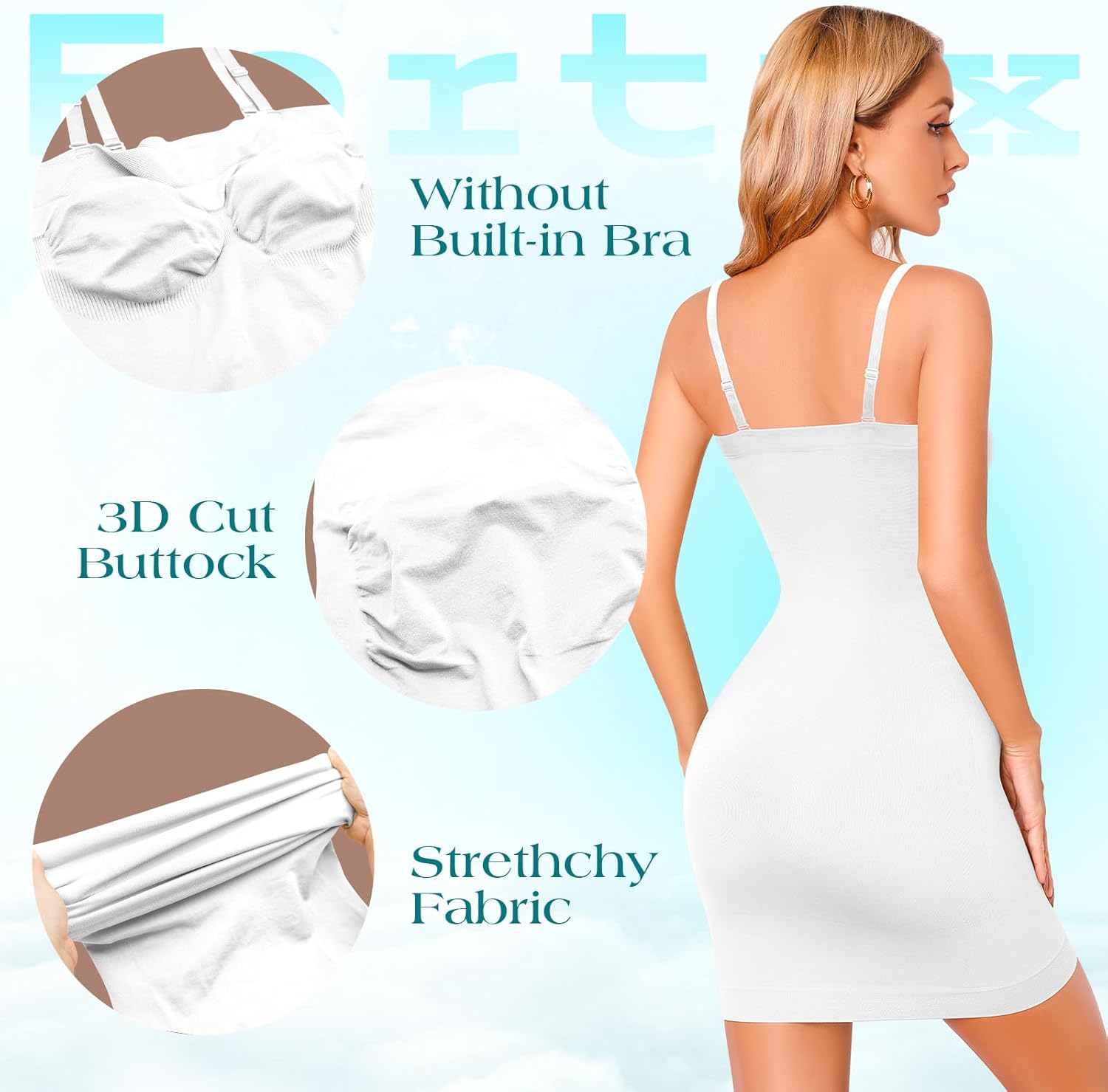 fortix Strapless Shapewear Slips for Under Dresses Strapless Full Body Shaper Tummy Control Dress Slip Seamless - Image 6