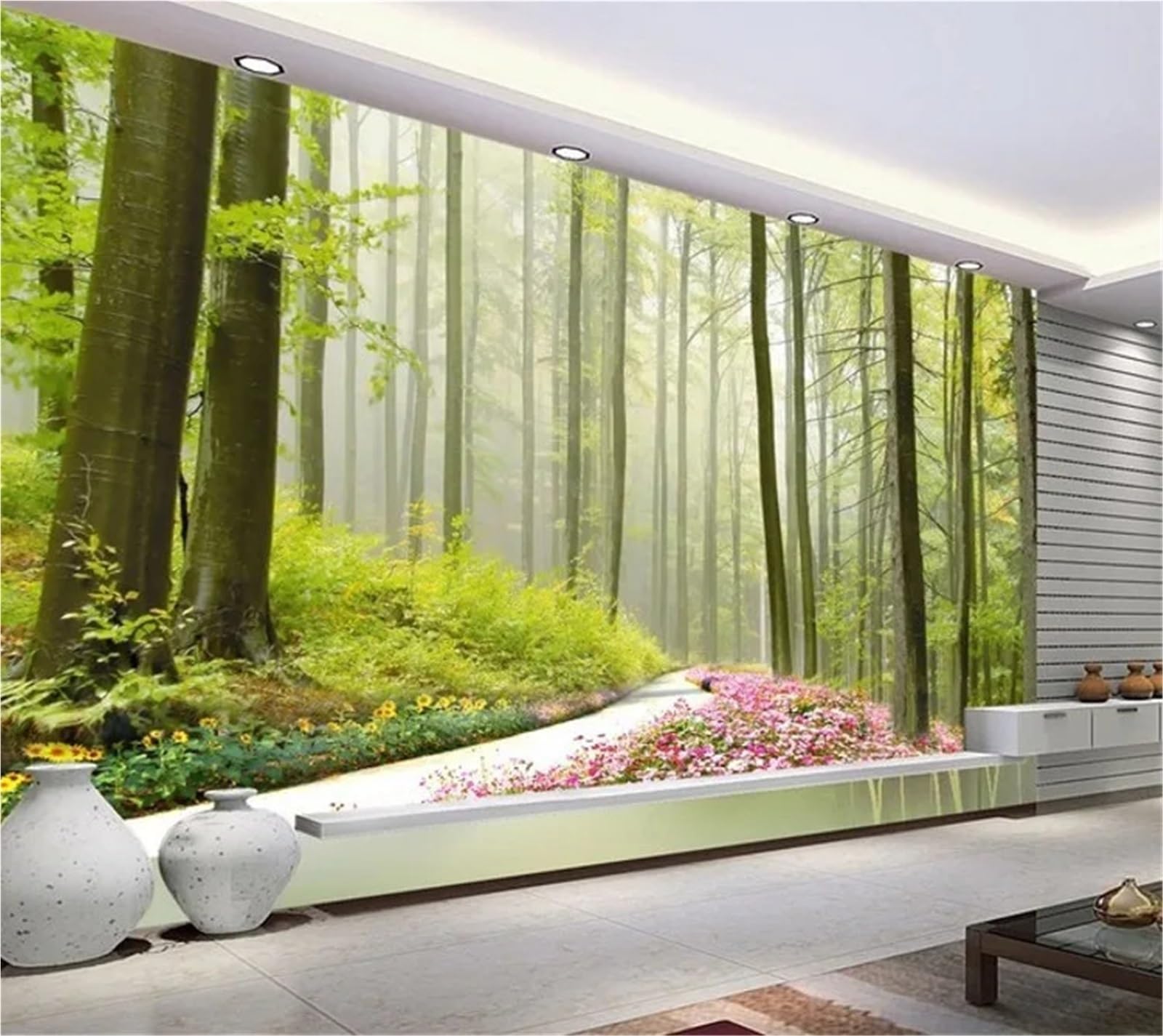 BTGYTTKL Self Adhesive Wallpaper Custom Forest Scenery 3D Photo Mural Wall Cover As Living Room Background Home Interior Ornament(Color2)