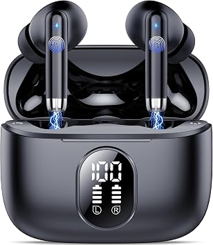 QXQ S26 Ecouteurs Bluetooth 5.4 sans Fil, ENC Antibruit Casque Bluetooth | 40 Heures Oreillette Bluetooth sans Fil avec 6D HiFi Stéréo, Écran LED, USB-C, Contrôle Tactile, IP7 Etanche pour iOS Android : Amazon.fr: High-Tech