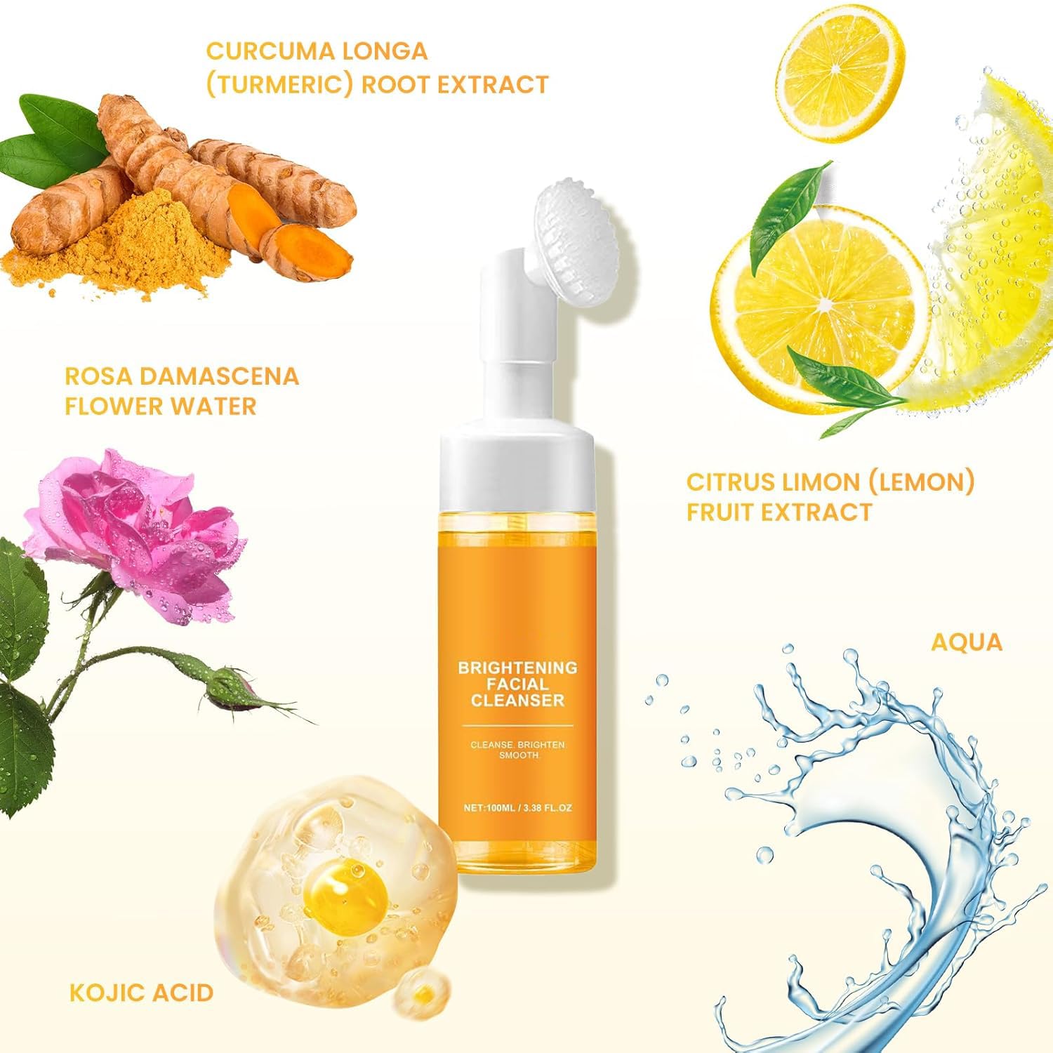 Jaysuing Turmeric Face Wash,Turmeric Facial Cleanser, Turmeric Facial Wash,Turmeric Foaming Cleanser for All Skin Types(2pcs)