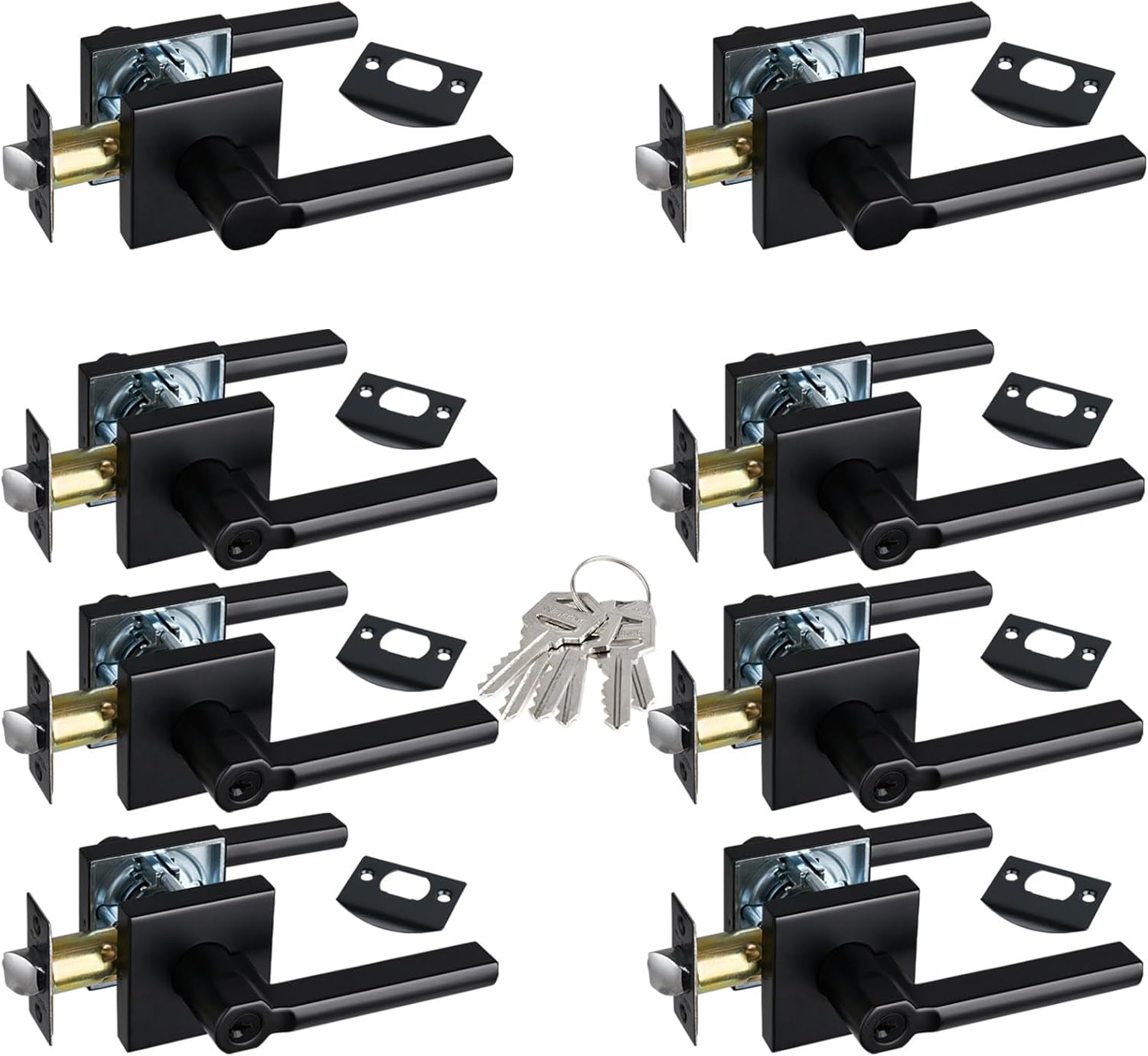 2pcs Passage Door Handles & 6pcs Keyed Alike Entry Door Levers