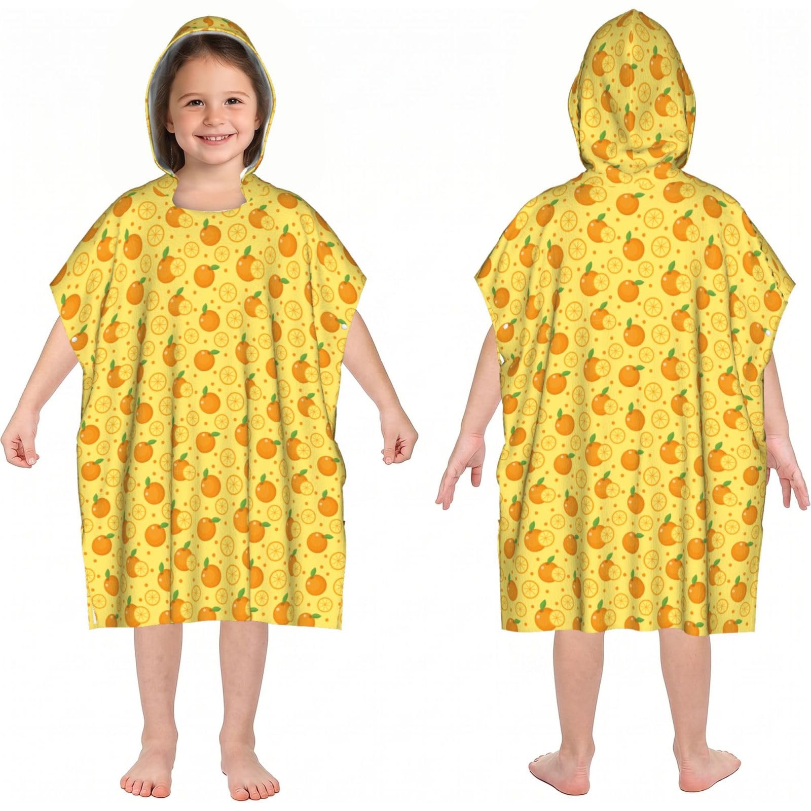 Noble Ren Orange Slices Hooded Kids Beach Towels Girls Boys Swimming Coverings Towels Bath Towels, Bathrobes, And Ponchos Absorb Water Quickly And Dry Well