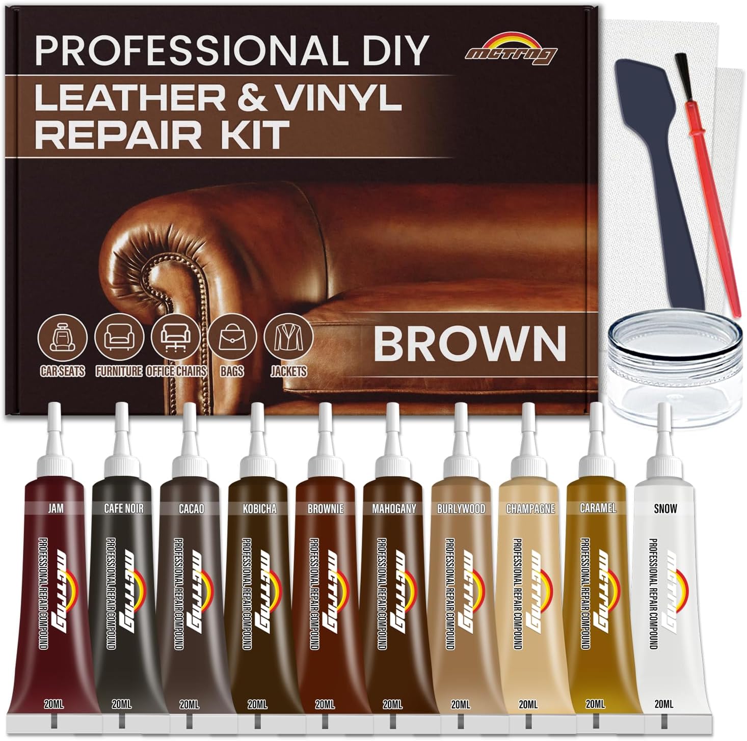 Brown Leather Repair Kit for Furniture, Leather Couch and