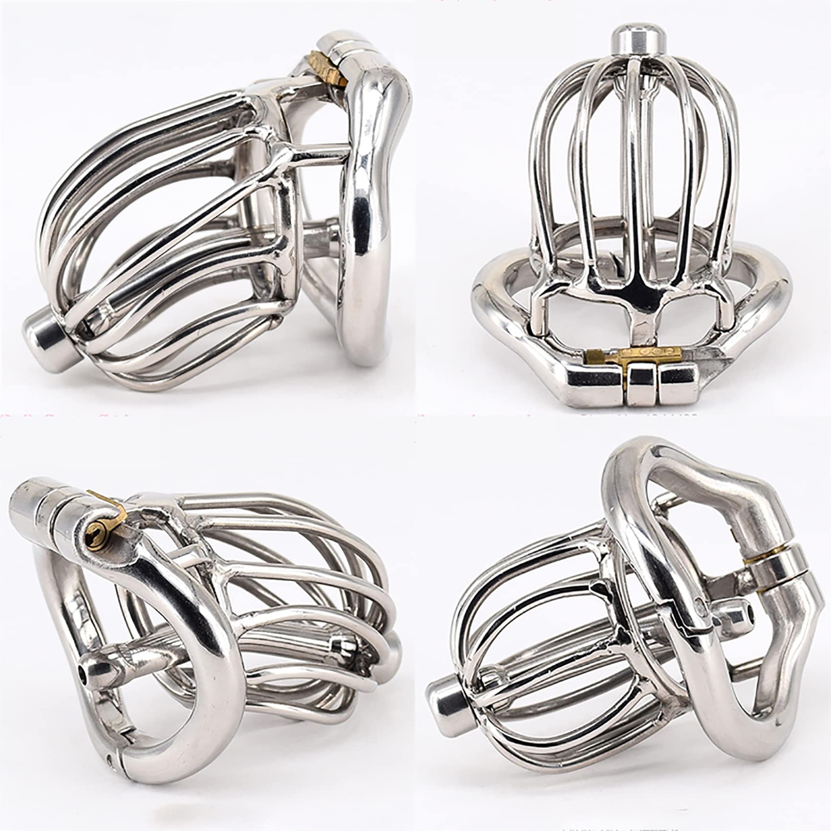 Klein 3D Peniskäfig Atmungsaktiv Edelstahl Keuschheitskäfig Herren Mit Hohler Harnröhren Dilator Und Verstellbar 3.0 Cockringe SM Keuschheitsgürtel Sex Toys Für Männer,Silber,57mm