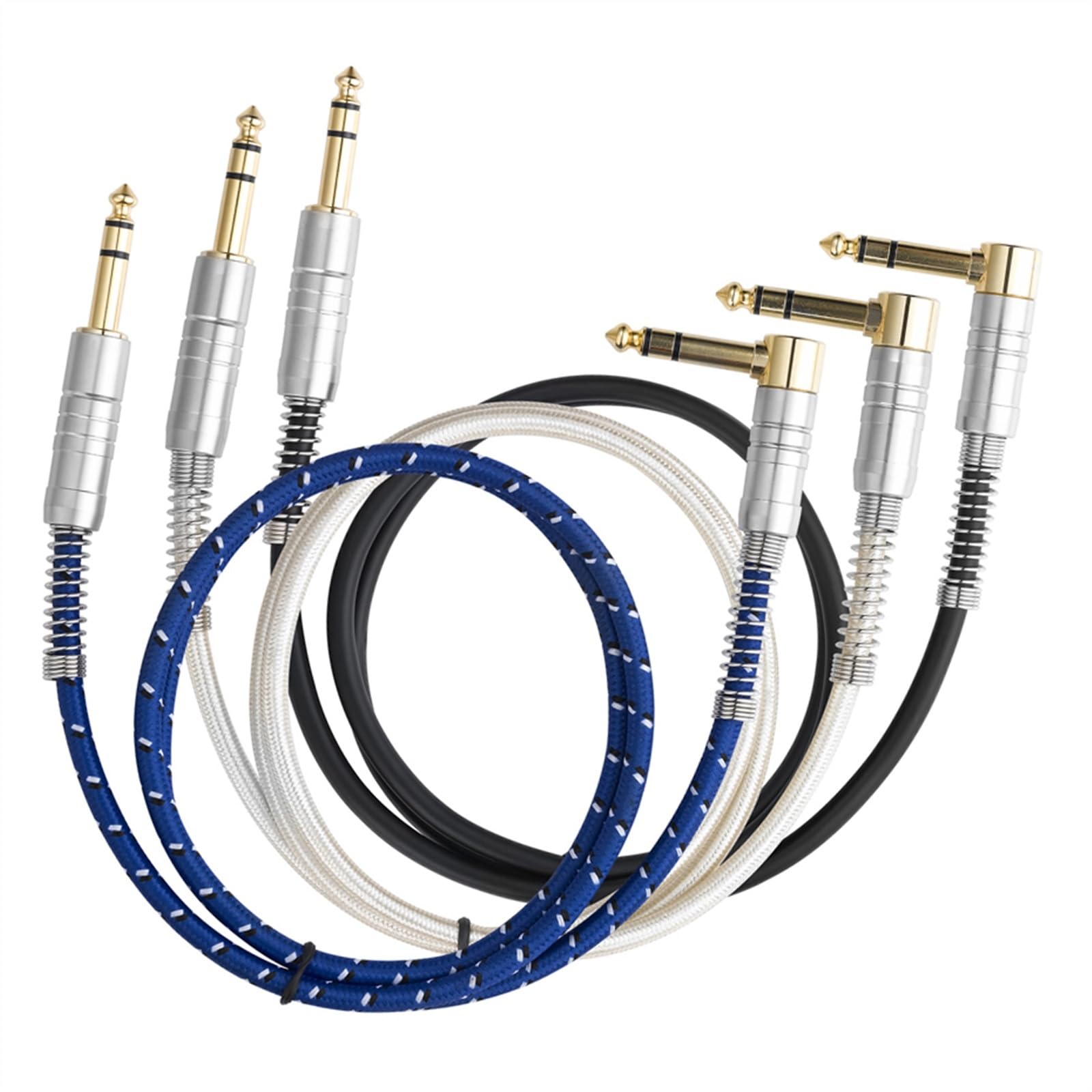 kabel audio do gitary 3 Szt. 90 Stopni 6.5mm Z Męskiego Na Męskie 1/4 ''kabel Audio Stereo Podwójnie Ekranowany Do Wzmacniacza Miksera Gitarowego (Color : 3m)