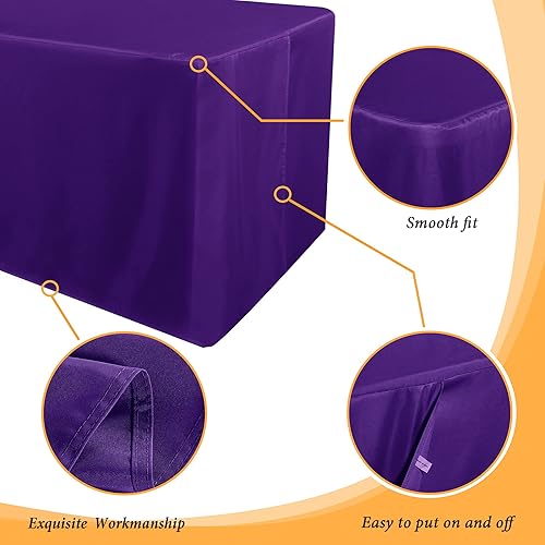 Miniatura 4 de Obstal Paquete de 2 manteles para mesas rectangulares de 6 pies, resistente al agua, lavable, tela de poliéster, protector rectangular para bodas,