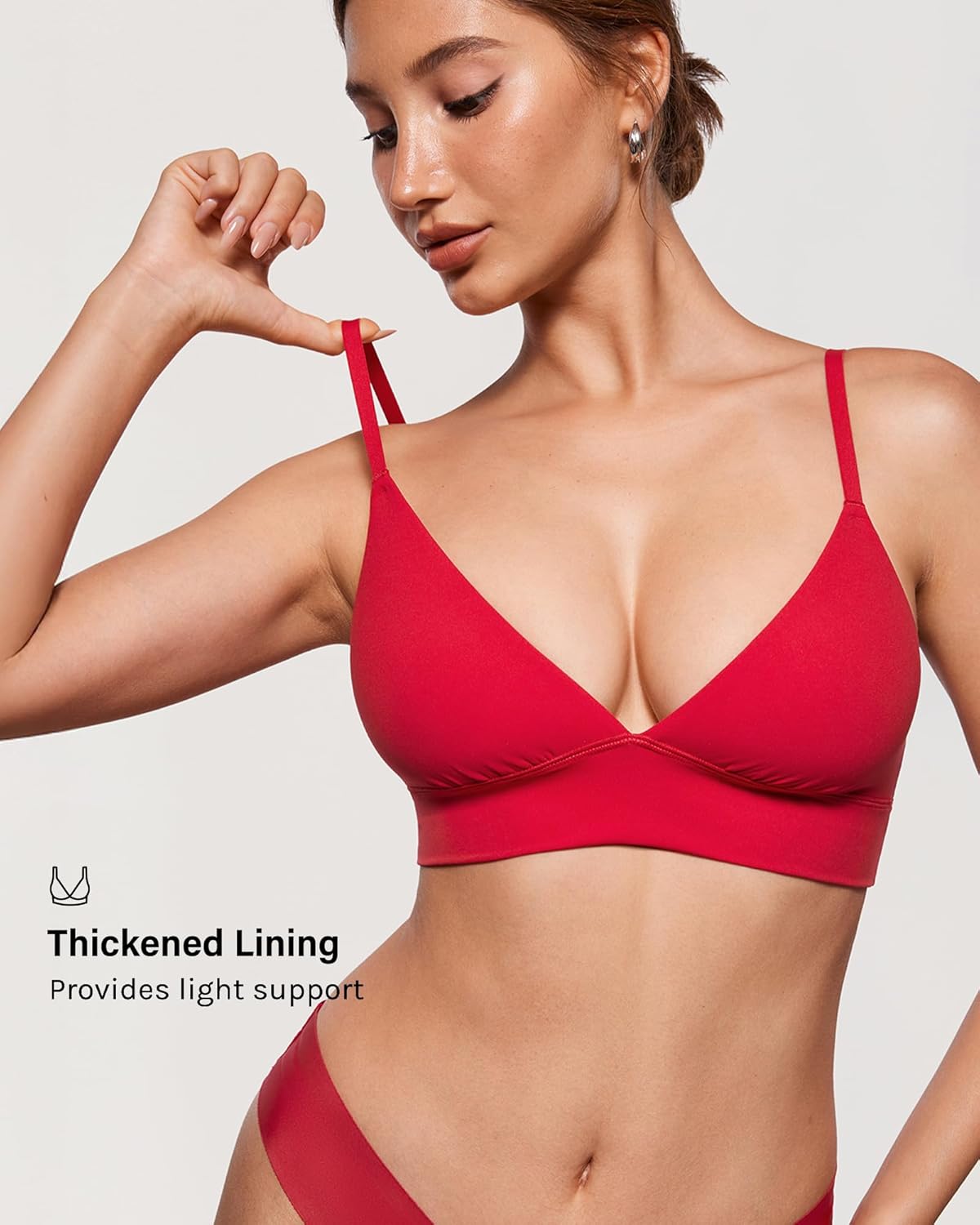 INLYRIC Women's Inbarely Outwear Longline Triangle Bralette Plunge Unlined No Underwire Yoga Sports Bra Crop Tank Top - Image 2