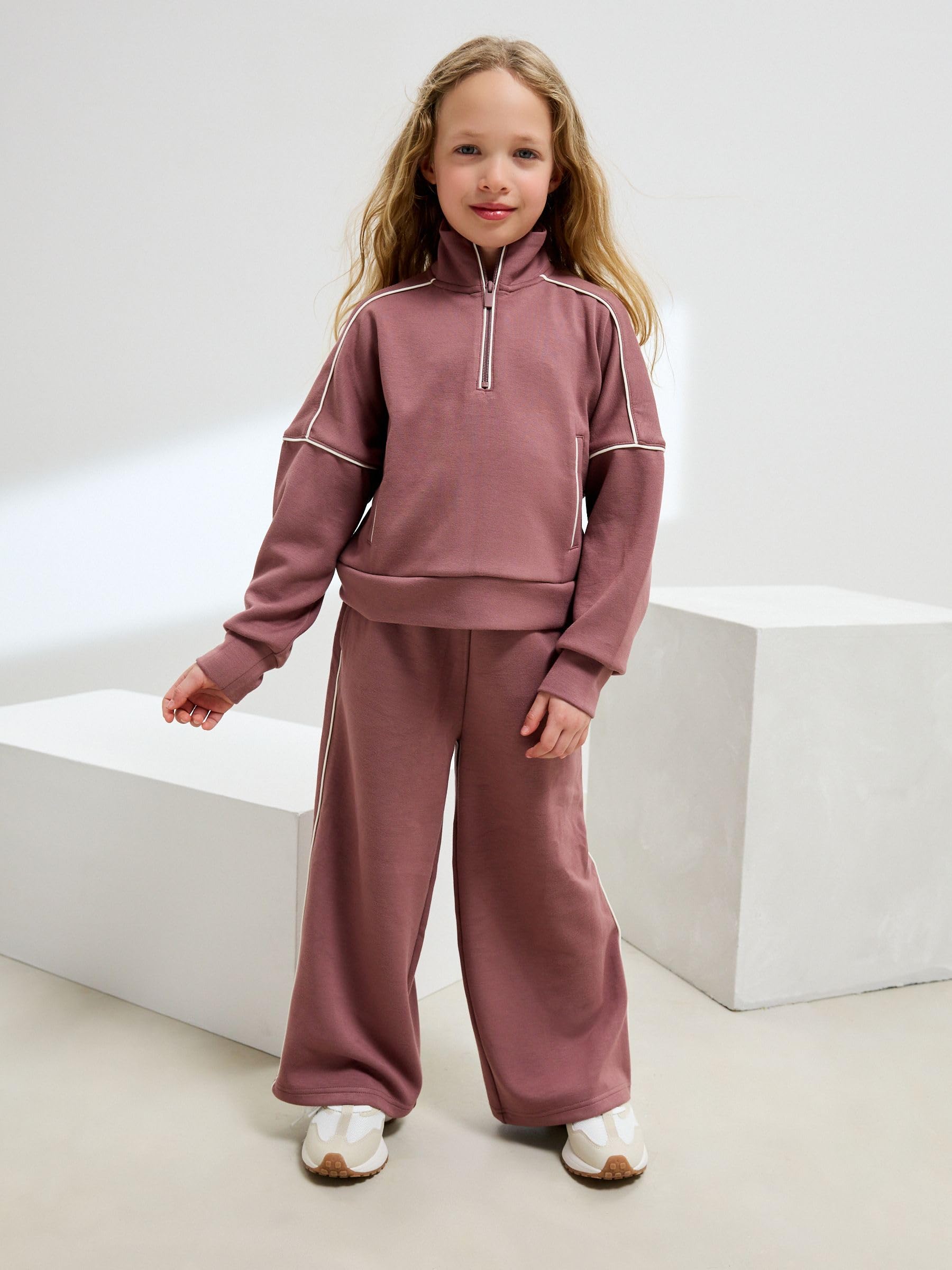 NEXT Fille Ensemble pantalon de jogging large et sweat ras du cou zippé