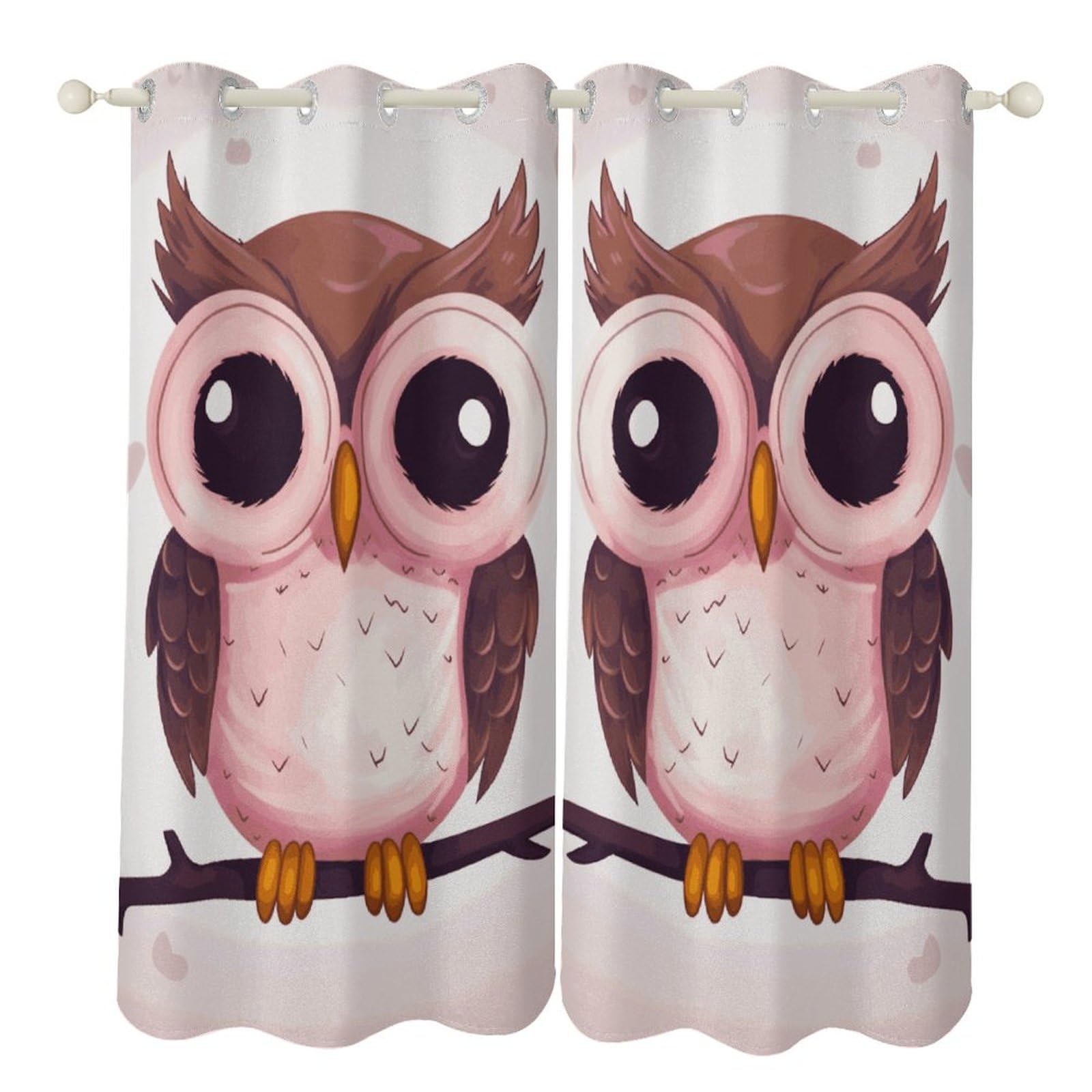 Rideaux occultants hibou bleu marine isolants thermiques pour chambre et salon (lot de 2)