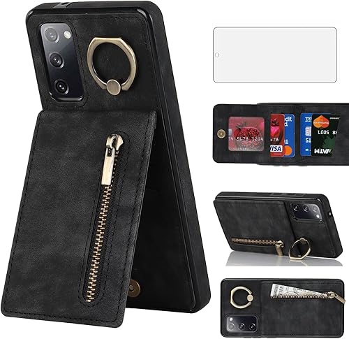 Asuwish Funda de teléfono para Samsung Galaxy S20 FE 5G de 6.5 pulgadas con protector de pantalla y soporte de tarjeta RFID, soporte para celda S 20