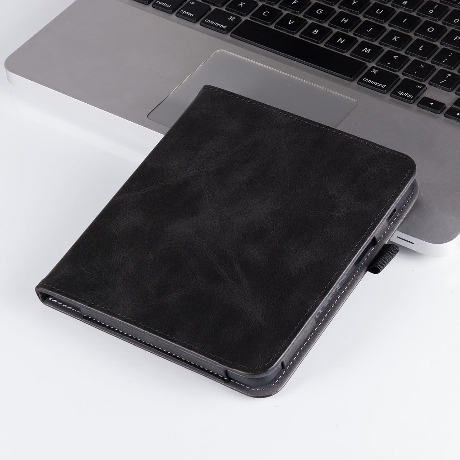Stand Case for Kobo Libra Colour/Libra 2/Libra H2O, Rock Black | PU Leather Sleeve Cover,Built-in Hand Straps,with Auto Sleep/Wake,Pen Holder Loop