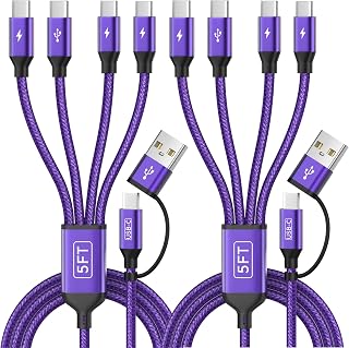 4 in 2 USB A/C to USB C Cable, USBC Multi Charging Cable [2 Pack, 5FT]