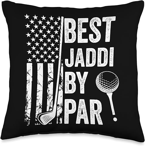 Miniatura 4 de Best Dad By Par Golfing Apparel by AlphaONE Best Jaddi by Par USA Flag Father's Day Golfing Dad Throw Pillow, 18x18, Multicolor