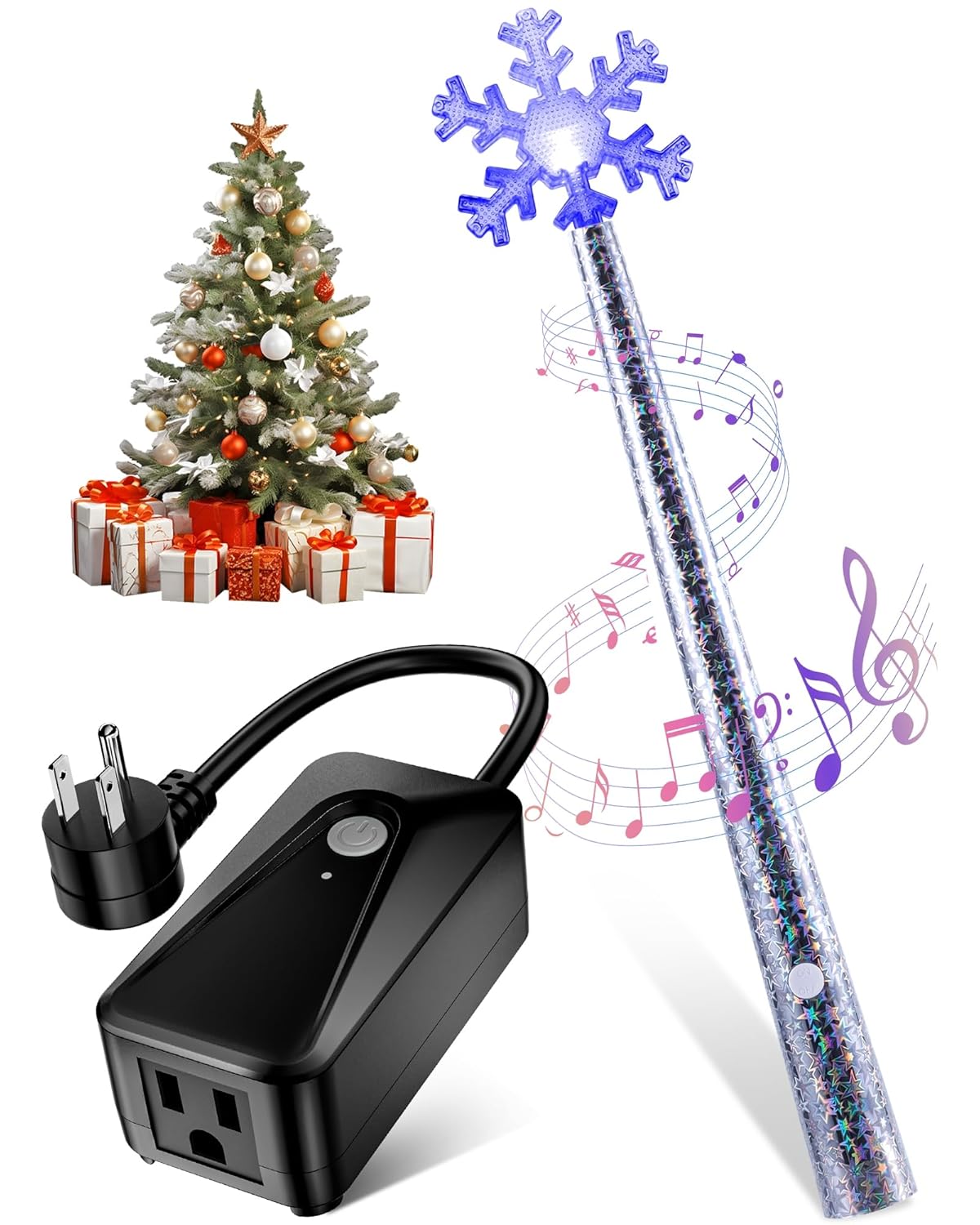 Magic Wand for Christmas Tree Light, Wireless Christmas Tree Wand Remote Control for Christmas String Lights and Decorations Lights Turn On and Off, Surprised for Kids Family Christmas Gift
