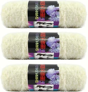 Super Soft Eyelash Yarn, 3 Packs of 100 g/3.6 oz - Acrylic Blends Yarn - 110 yards/100 m- Knitting/Crochet/Knitting Machine Yarn, Eyelash Plush Yarn for DIY Knitting and Crocheting Hat, Scarf, Purse