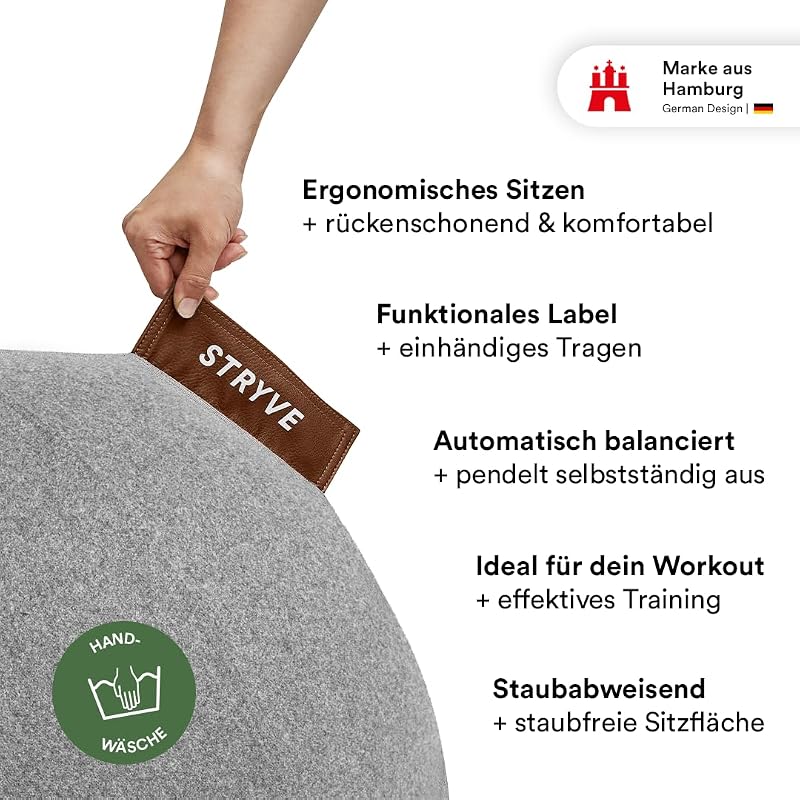 STRYVE Gimnasztikai Labda 65-70 cm Pumpával, Ülőlabda Csúszásmentes Felülettel 150 kg Terhelhetőséggel