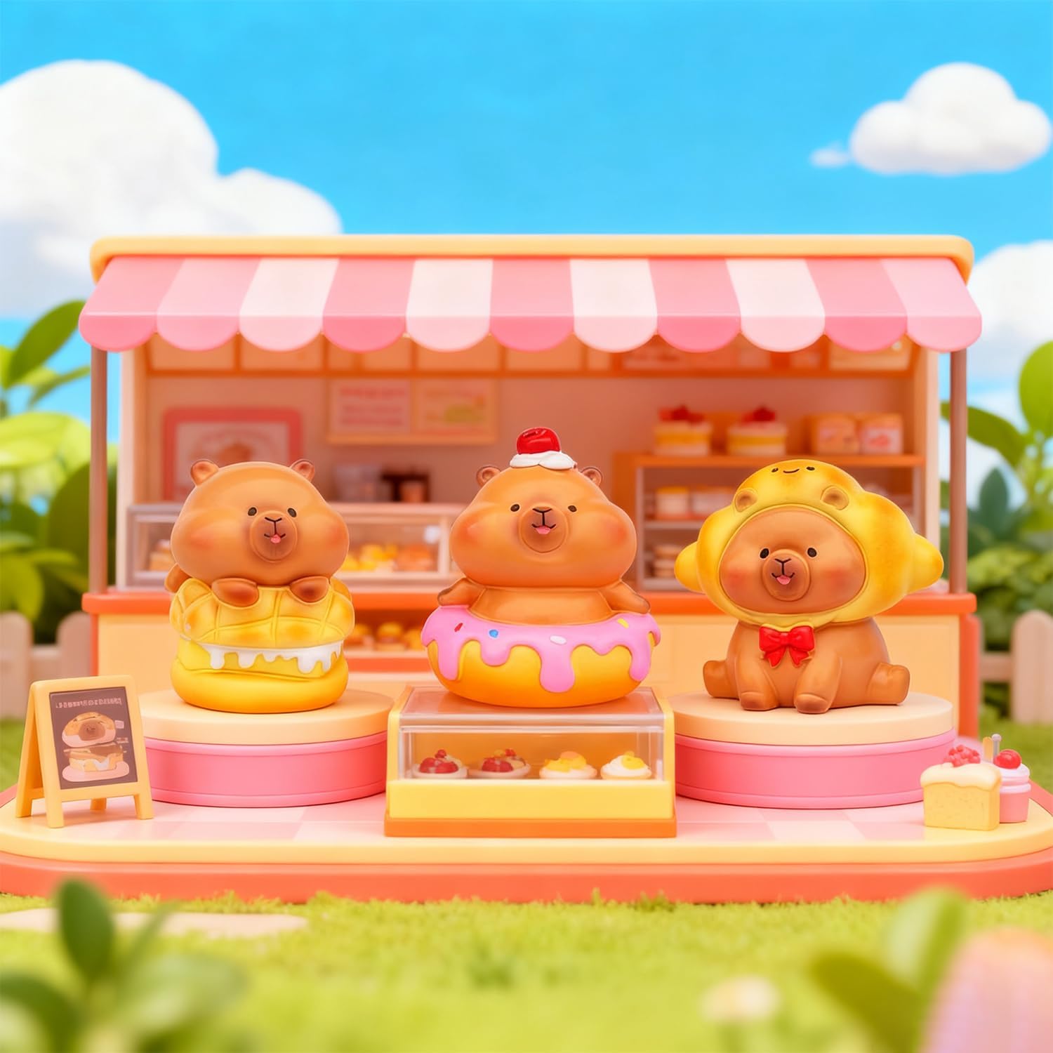 Capybara Dessert Story Blind Box Figures, Random Design Action Figures Collectible Toys Home Decorations, Holiday Birthday Gifts for Girls and Boys, Single Box