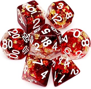 Haxtec DND Dice Set 7PCS Polyhedral Dice for Roleplaying Dice Games as Dungeons and Dragons (Red Clear Gold Foil(Conspiracy))