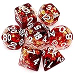 Haxtec DND Dice Set 7PCS Polyhedral Dice for Roleplaying Dice Games as Dungeons and Dragons (Red Clear Gold Foil(Conspiracy))