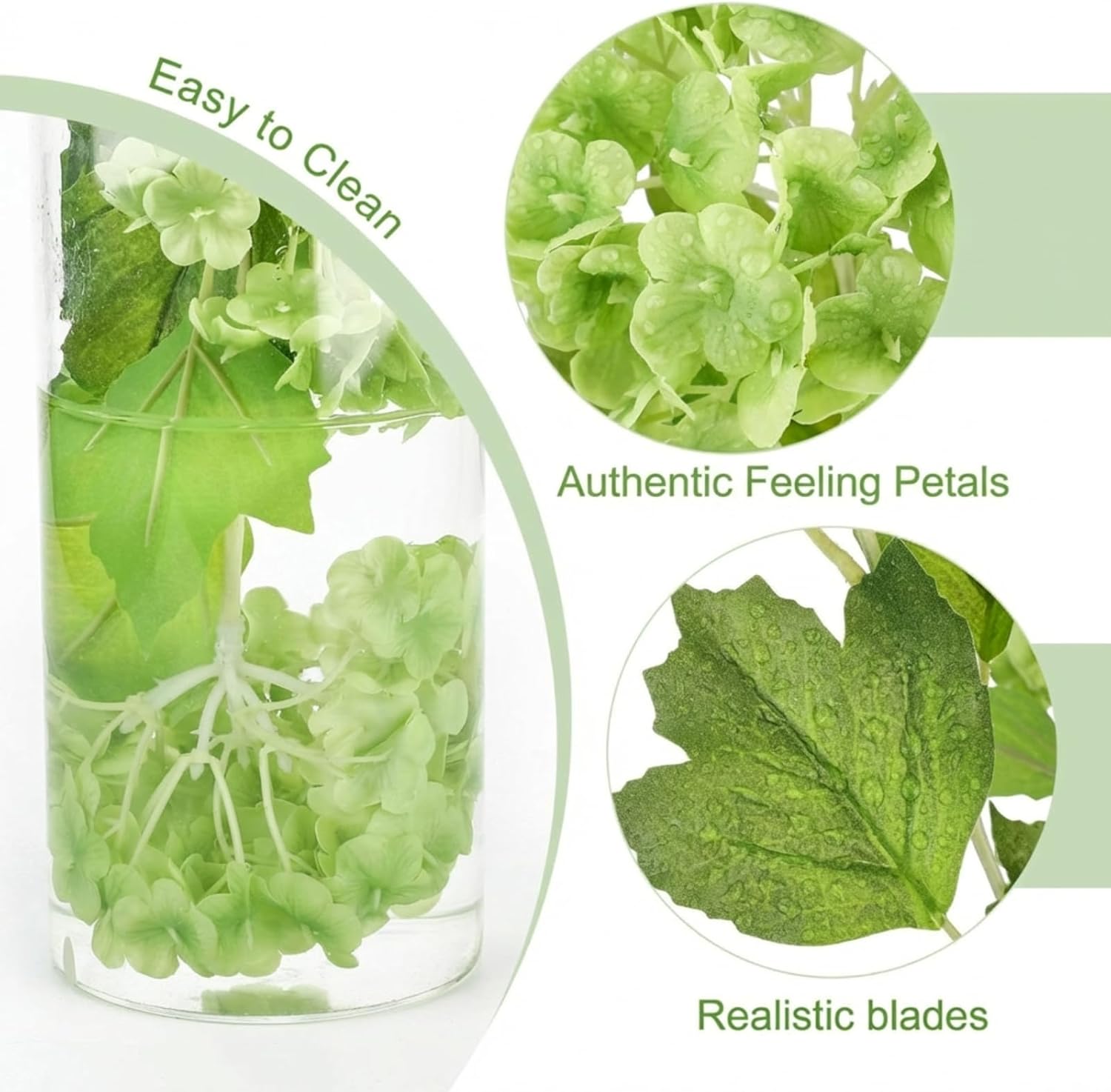 10 Pcs Artificial Green Hydrangea Flower 2 Stems 26.4 '' Real Touch Fake Latex Hydrangea Flowers Indoor Faux Floral Arrangement for Vase Table Centerpieces Bouquets Home Decoration(Green)