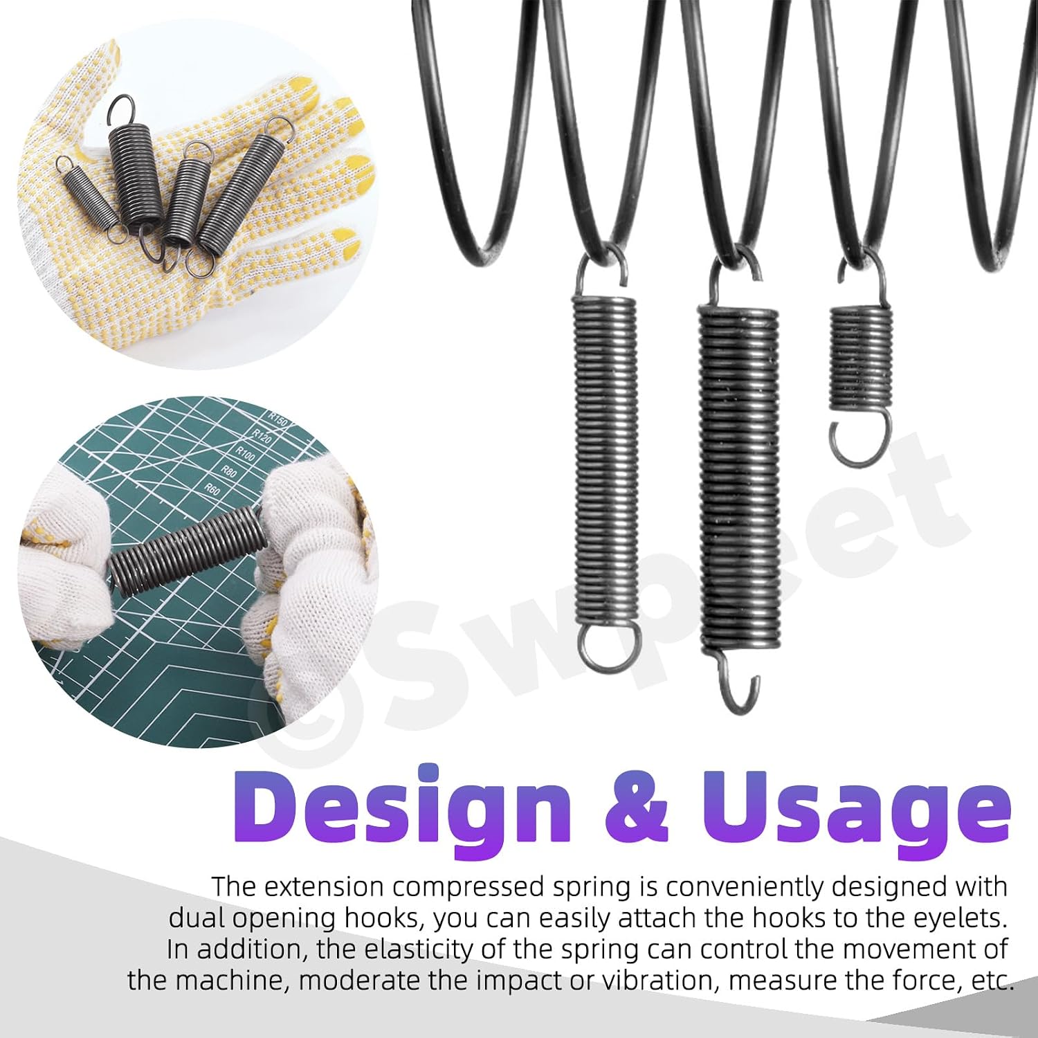 Swpeet 36Pcs 12 Different Sizes Carbon Steel Extension Spring Assortment Kit, Extended Tension Spring Wire Dia 0.039" 0.059" 0.078" 0.1", OD 0.39" 0.59" 0.78", Length 1.18" 1.57" 1.96" 2.36"