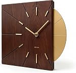 DRIINI Clocks Horloge murale moderne du Mid Century - Horloge carrée verte avec Accent or décoratif- Unique et cool horloge, batterie exploitée - MCM Décor & Horloge murale décorative pour le décor moderne du Mid Century.