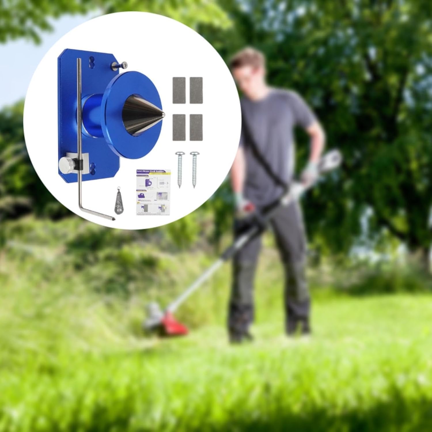 Wall Mounted Holder for Lawn Mower Blade Balancer 3.3x5.3x3.9inch, Blue