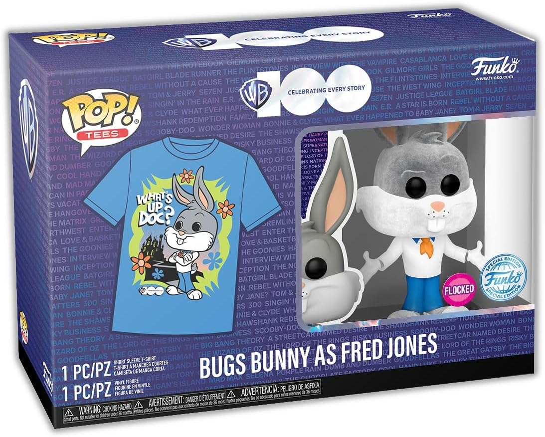 Funko & Tee: WB100 - Bugs Bunny Fred Bunny As Fred - M - Warner Bros/Looney Tunes - T-Shirt - Clothes with Collectable Vinyl Figure - Gift Idea - Toys and Short Sleeve Top for Adults Unisex Men image 2