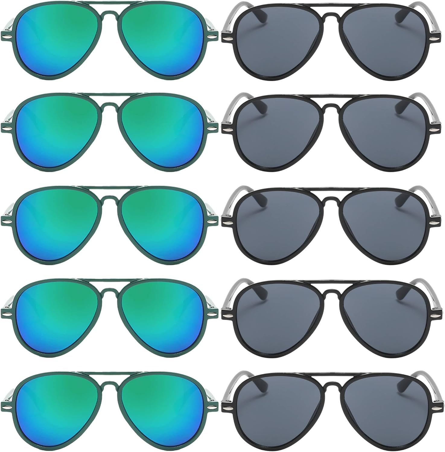 OWL 10 Pack Kids Aviator Sunglasses – Small Fit UV400 Protection Bulk Set, Plastic Frame Shades for Children (Ages 3–6) - Image 2