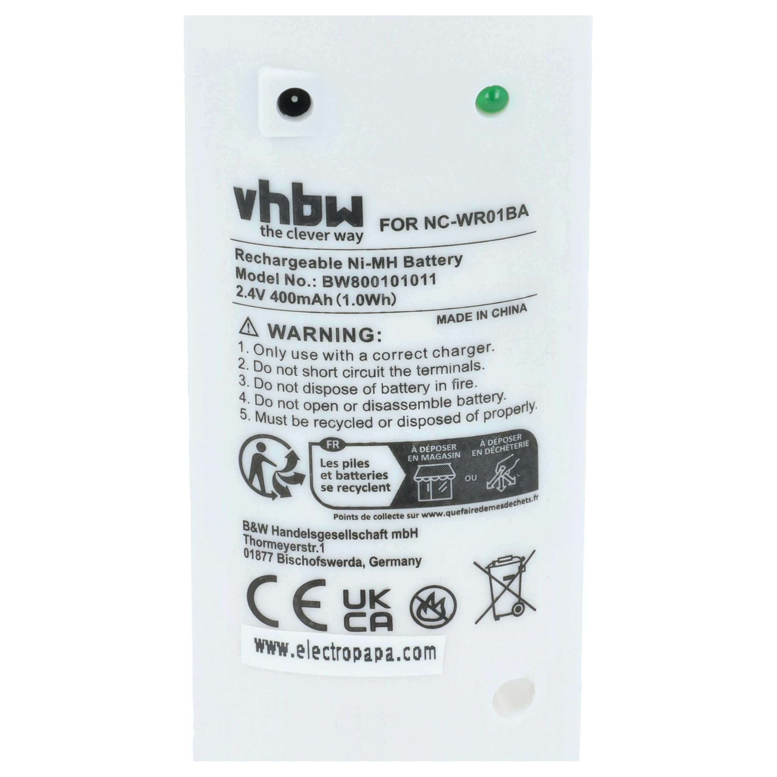 vhbw Batería Compatible con Nintendo Wii Controlador, Remote Plus Gamepad Controller (400mAh, 2,4V, NiMH)
