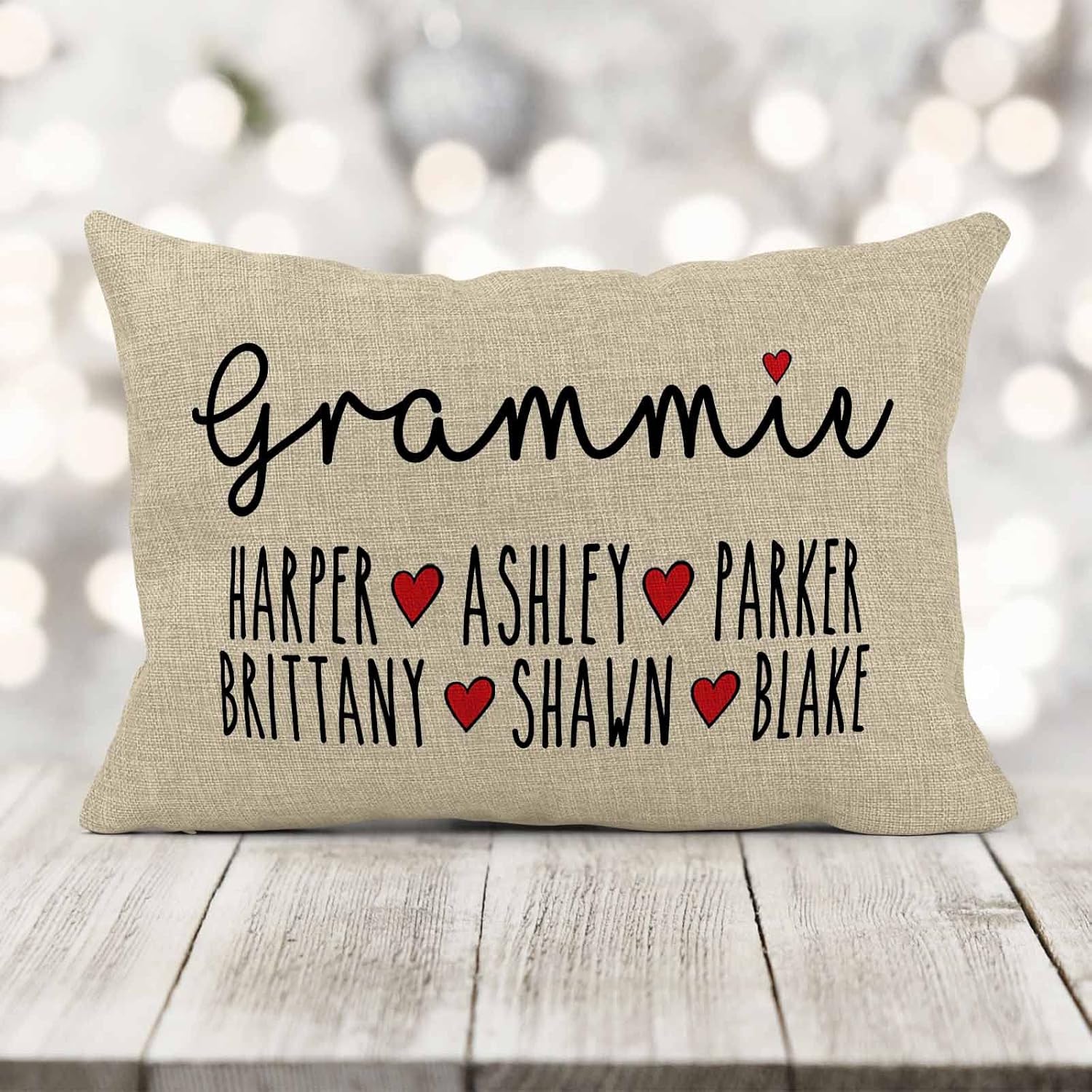 Girls Love A Monogram Grandma Pillow - Gifts for Grandma - Gifts for Mom from Daughter - Mom Gifts - Customized Pillow - Grandma Birthday Gifts from Grandchildren(Burlap, 12 x 18)