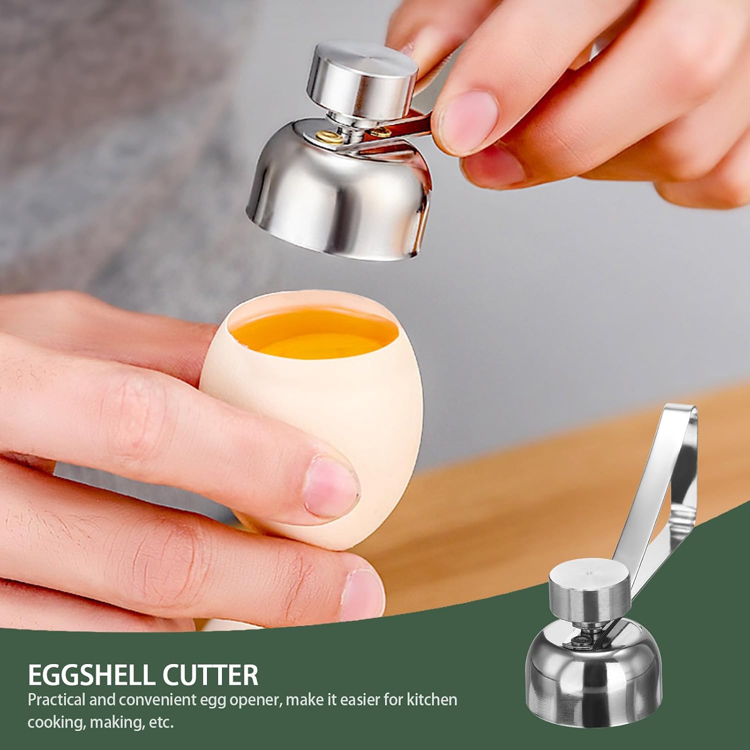 VILLCASE Stainless Steel Egg Topper and Portable Egg Opener Tool for Kitchen Cooking and Restaurant Use, Convenient Eggshell Cutter and Separator Gadget in Silver