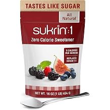 SUKRIN 1 All Natural 11 Sugar Free Sugar Substitute Blend of Stevia and Granulated Erythritol Sweetener, Zero Calorie Sweetener for Gluten Free, Low Carb, Vegan Keto Friendly, Baking, Non GMO 1LB