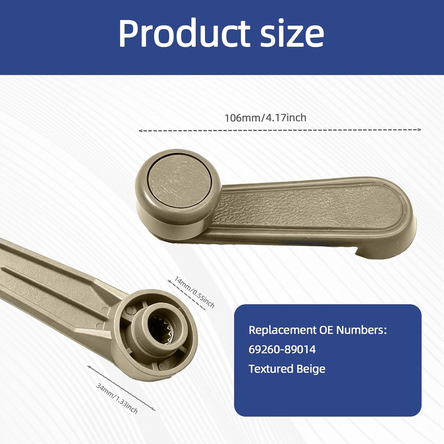 2PCS Beige Interior Window Crank Handle, Driver Passenger Side Manual Window Winder Handle Fits Toyota Tacoma Tundra Yaris Matrix, Replace OEM 69260-10040