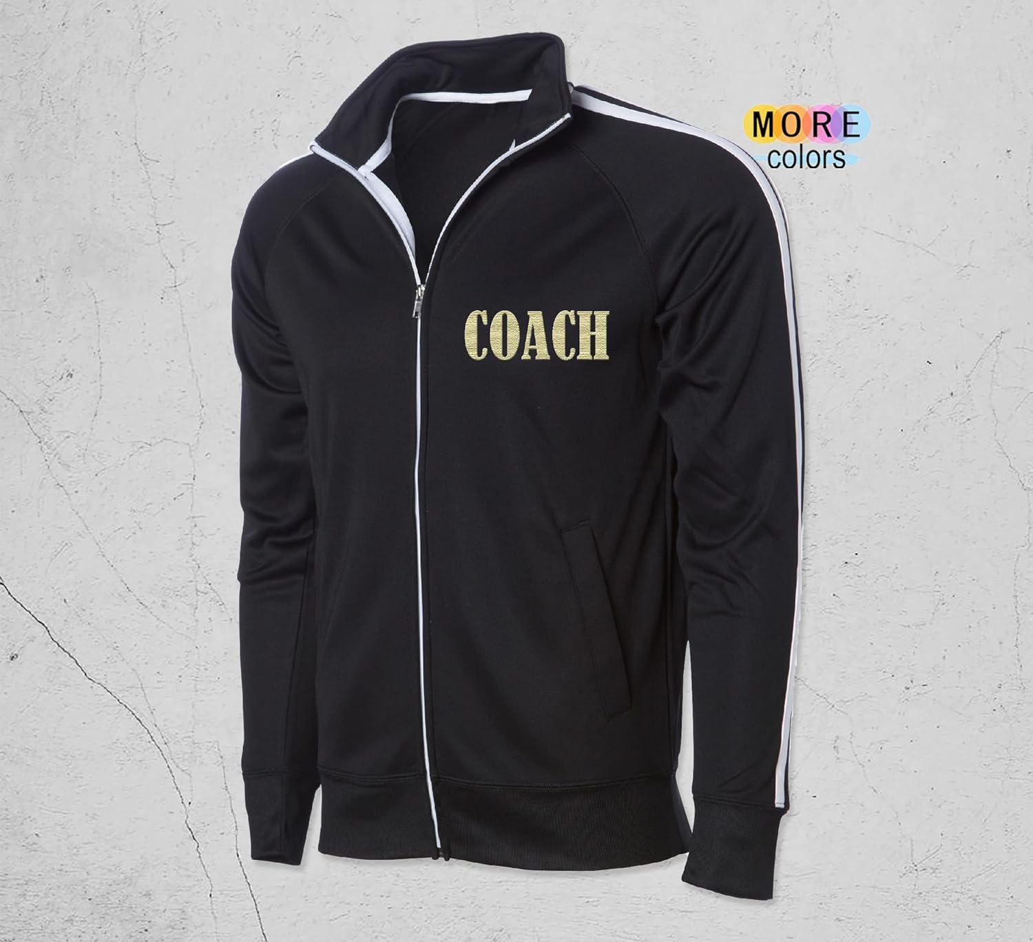 TEEAMORE Custom Track Jacket Personalized Text Embroidered Monogram Unisex Adult Sport Full-Zip Jacket - Image 4