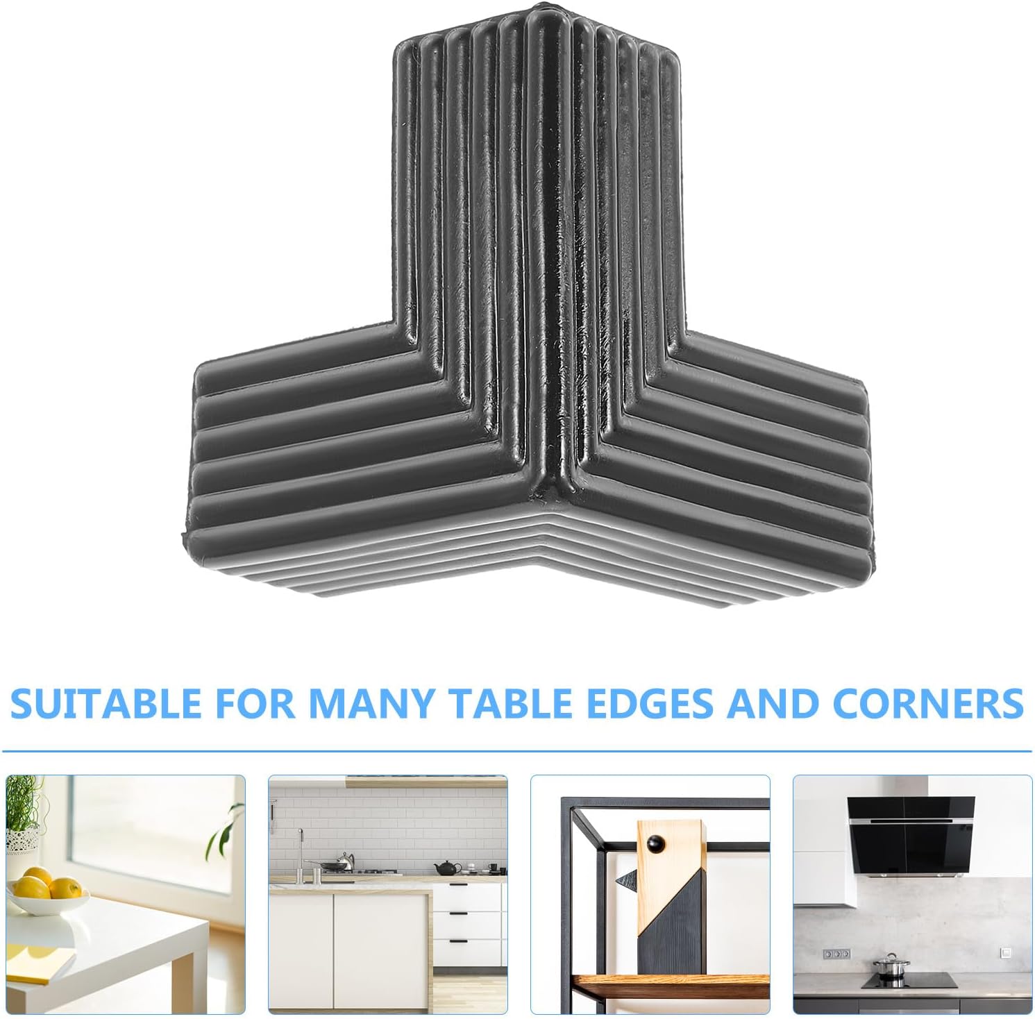 10pcs Black Corner Guards for Furniture, Soft Thickened Triangle Table Edge Bumpers, Proofing Safety Protectors for Tables and Chairs