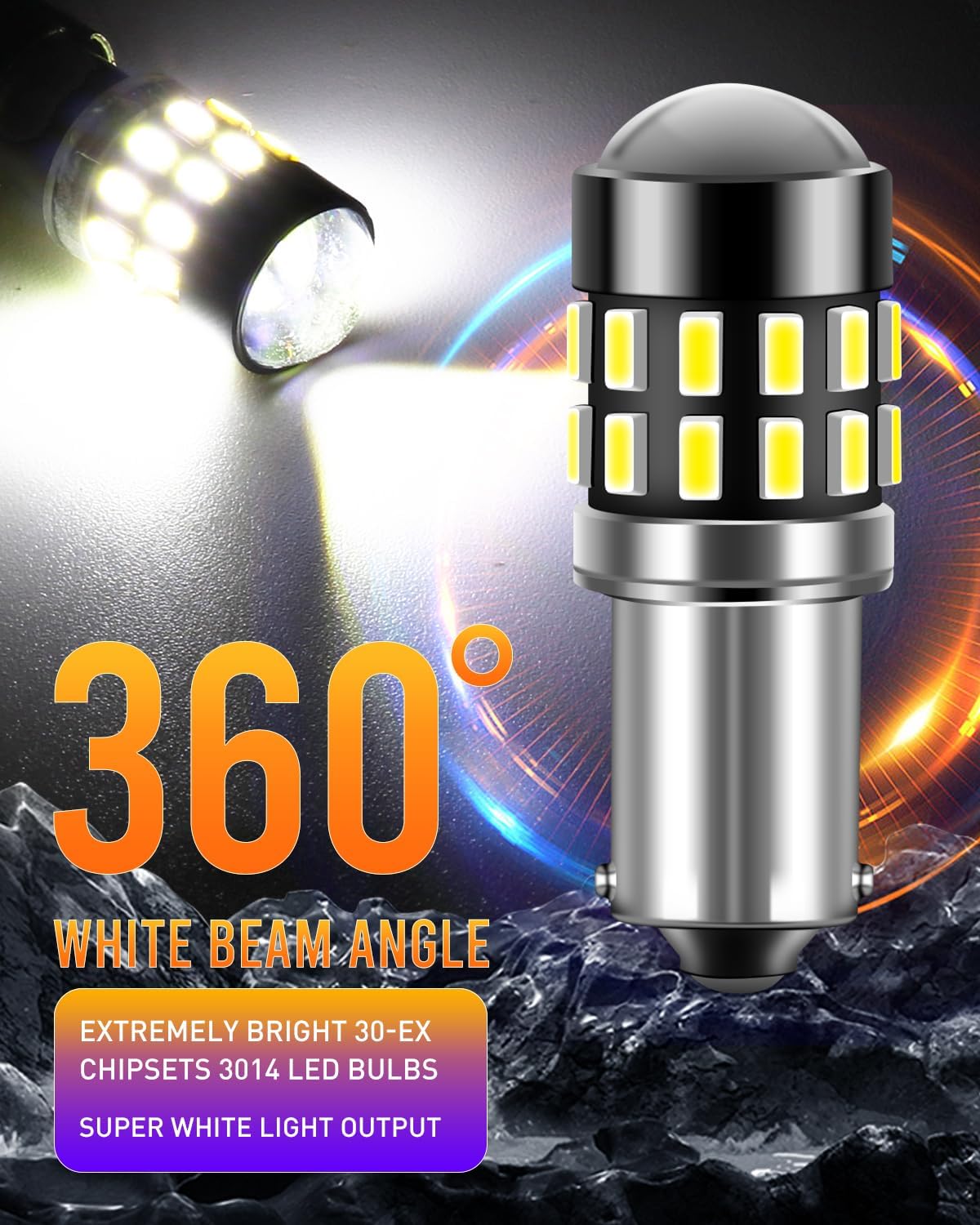LUYED 2 x 360LM Super Bright 3014 30-EX Chipsets Lens BA9 BA9S 53 57 1895 64111 LED Bulbs with Projector for Side Door Courtesy Lights Map Lights,Xenon White