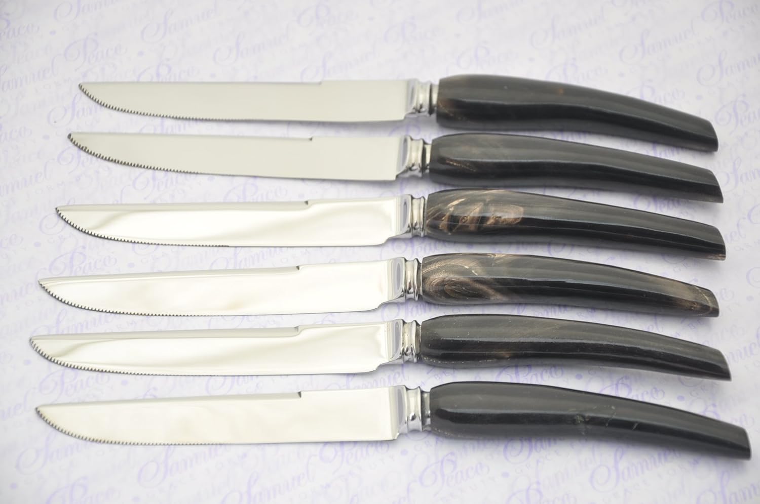Six Genuine Water Buffalo Handle Steak Knife Made Sheffield England Free Engraving