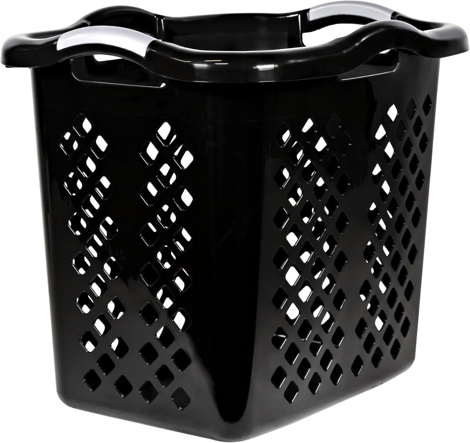 2 Bushel Lamper Plastic Laundry Basket with Silver Handles, Black Can Laundry Hamper Baskets for Organizing Laundry Basket Laundry Organizer