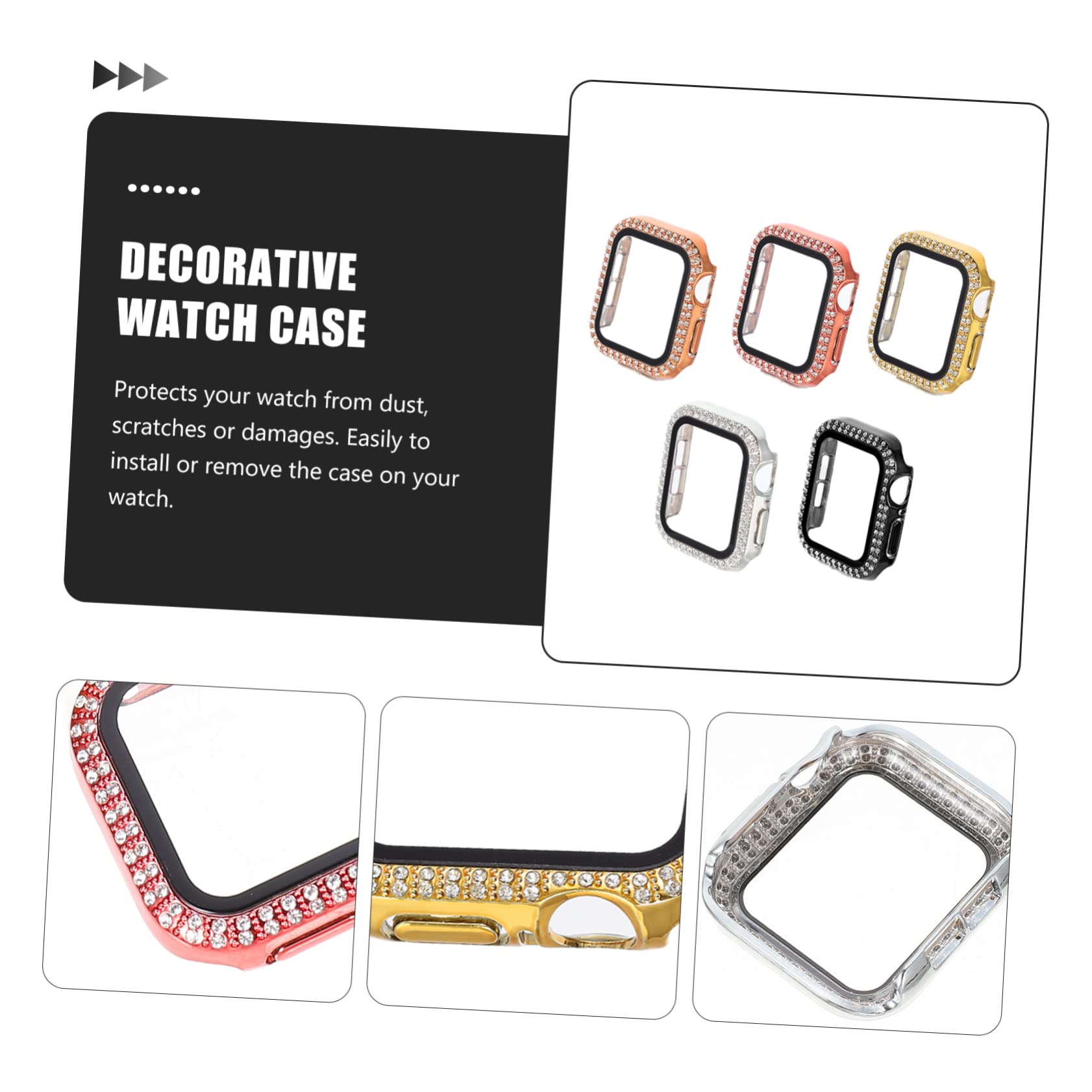 DOITOOL Lot De 4 Coques De pour Montre Connectée Compatibles avec Les Montres À Paillettes Résistantes Aux Rayures Matériau Robuste 5 Pièces X 4