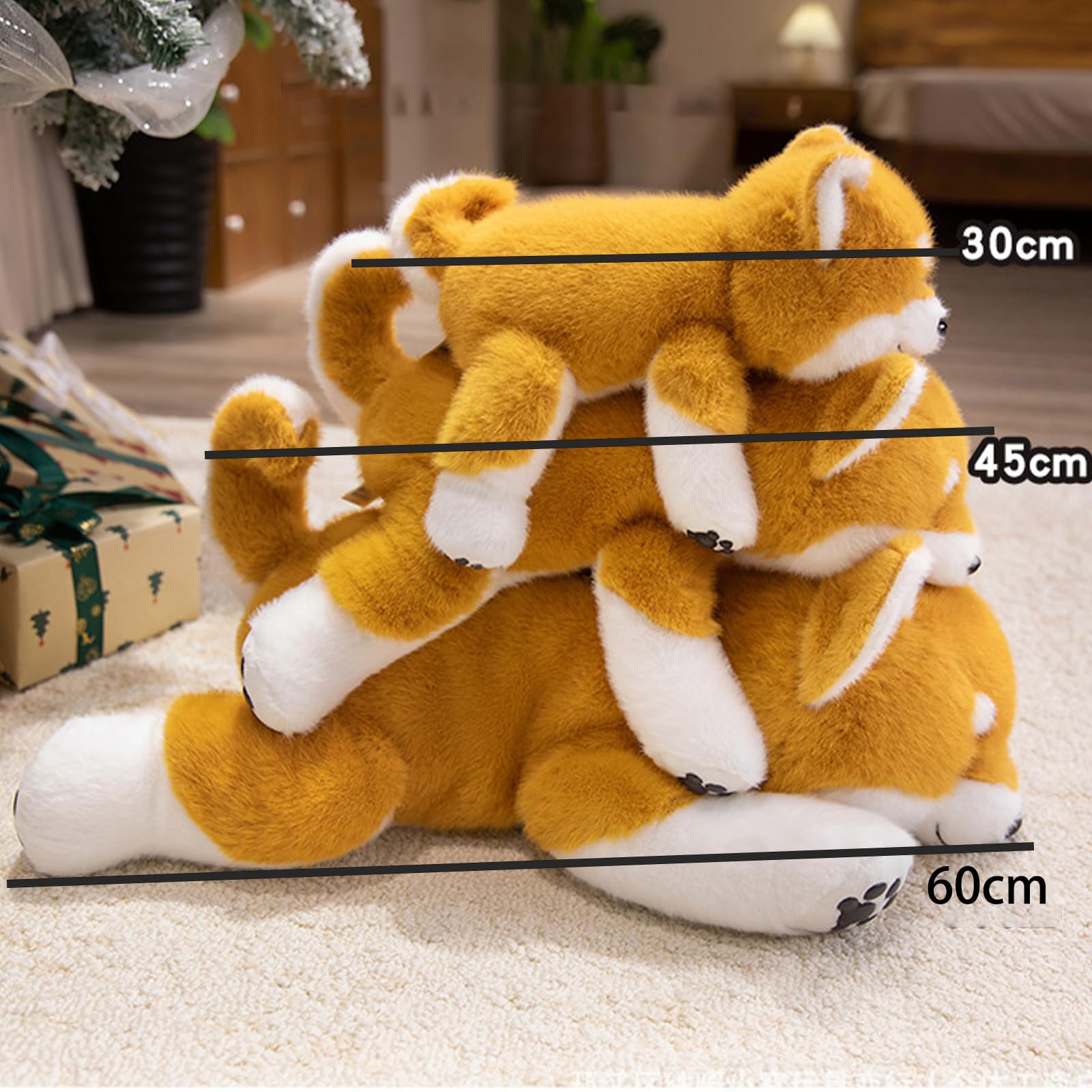 Hund Kuscheltier, 30/45/60cm Plüschtier, Stofftier Plüsch Puppe Plüschtiere, Geschenk für Jungen Mädchen (60CM)