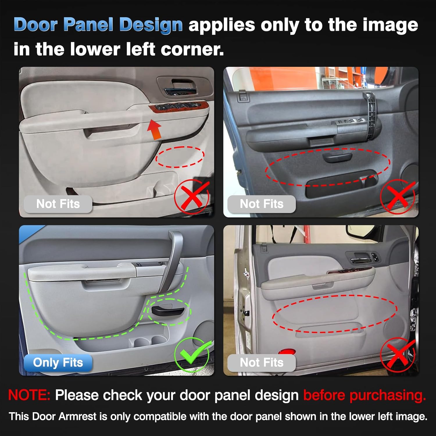 TOP-MAX 22818466 Front Left Driver Side Armrest Repair Kit, Heavy Duty Interior Door Panel Restoration for 2010-2014 Chevy Silverado & GMC Sierra 1500 2500HD 3500HD, Fits Handle Below Armrest, Gray