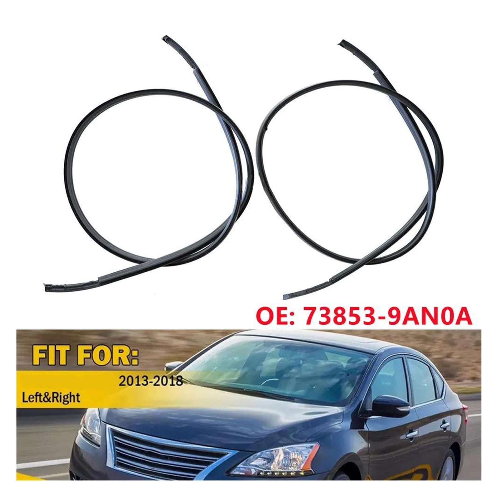 Striscia Tenuta Portiera 1 Paio 73853-9AN0A Per Nissan Per Sentra 2013-2018 Guarnizioni Laterali In Gomma Tetto Auto Finiture E Modanature Guarnizioni