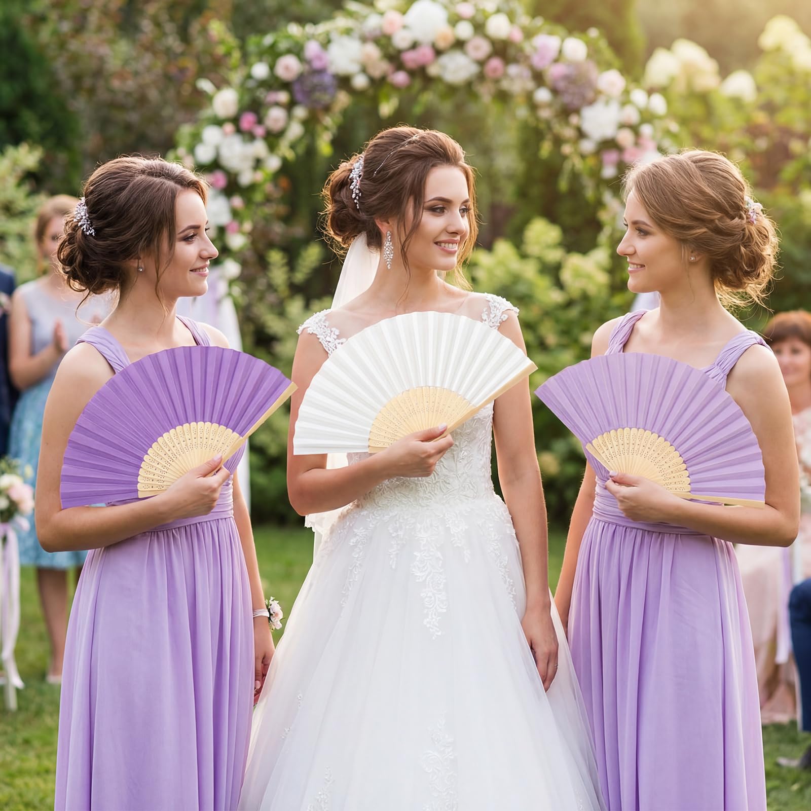 Faltbare Handfächer aus Papier, 21,6 cm, tragbar, dekorative Fächer für Hochzeit, Party, Babyparty, Dekorationen, Basteln, Fotografie, Requisiten, 60 Stück