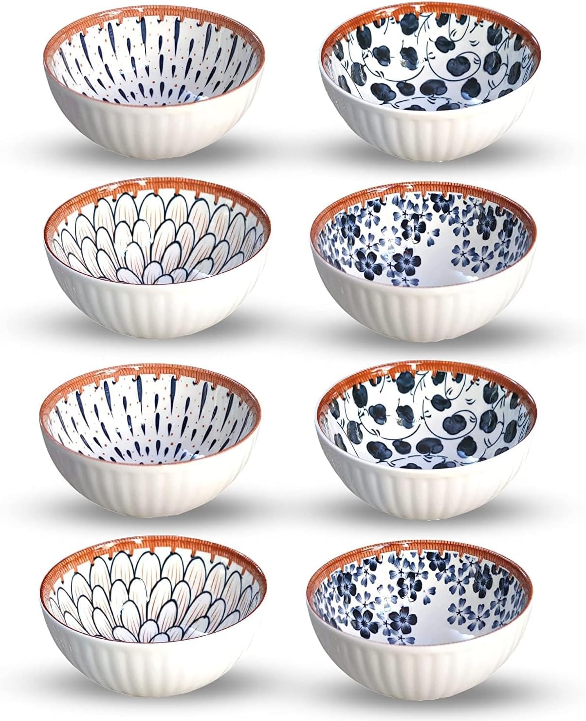 Porcelain Dessert Bowls Cereal Bowl - Ceramic Bowl Set of 4 - Colorful Bowls for Ice Cream, Soup, Cereal, Rice, Snack, Side Dish, Condiment Microwave and Dishwasher Safe (Bowl_G_Set of 4)(SET-2)