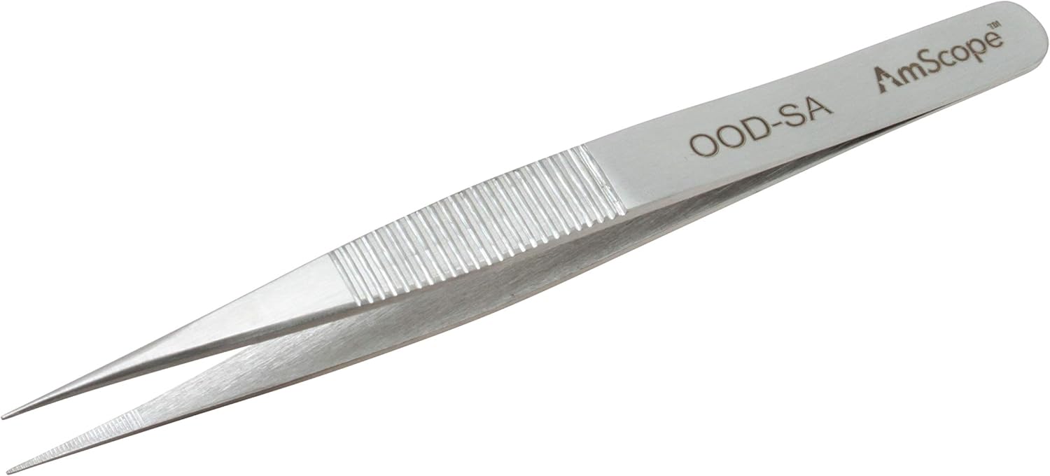 AmScope - High Precision 4 3/4 in. Straight Flat Edge Tweezers - Multi-Pack - 5 pcs