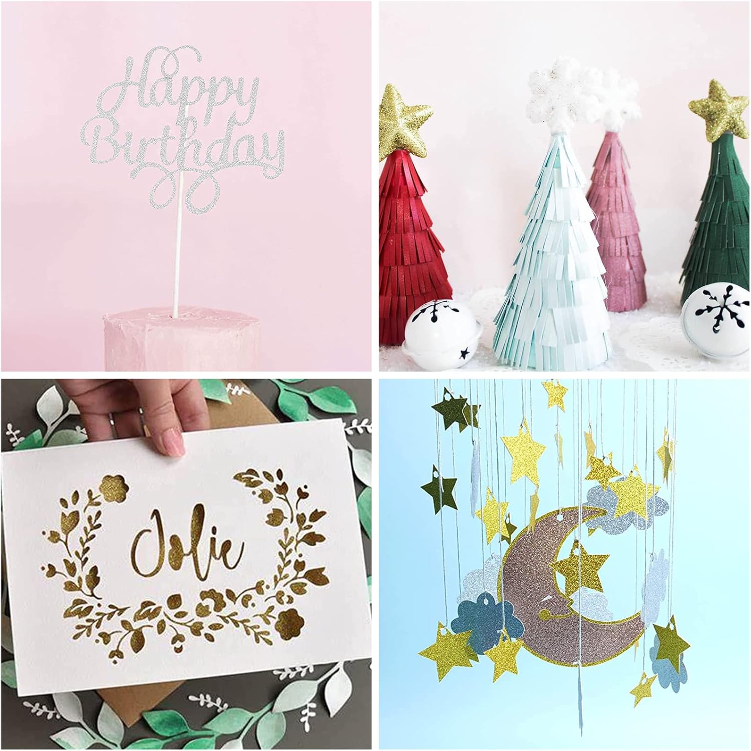 200Sheets White Glitter Cardstock 12 x 12, Thick Paper for Cricut, Card Stock for Card Making, Scrapbooking, Craft